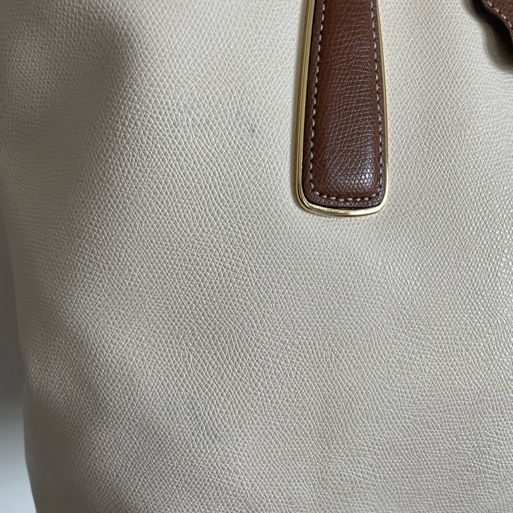 Tumi Cream and Brown Leather-Trim Tote Bag - Picture 6 of 16